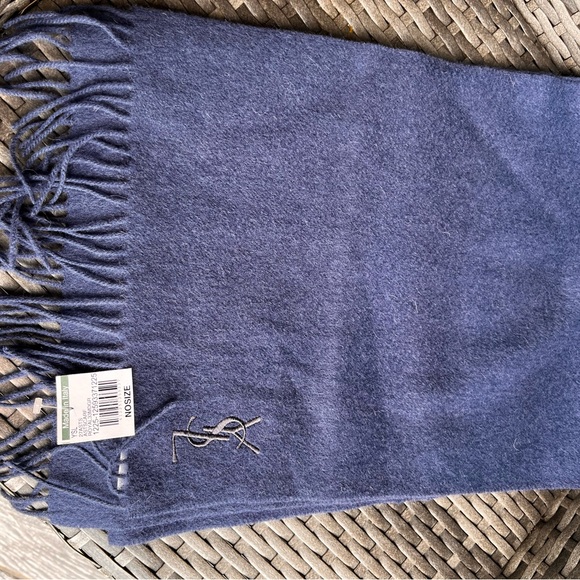 YSL Blue Wool Scarf size 30*180 cm - Picture 5 of 5